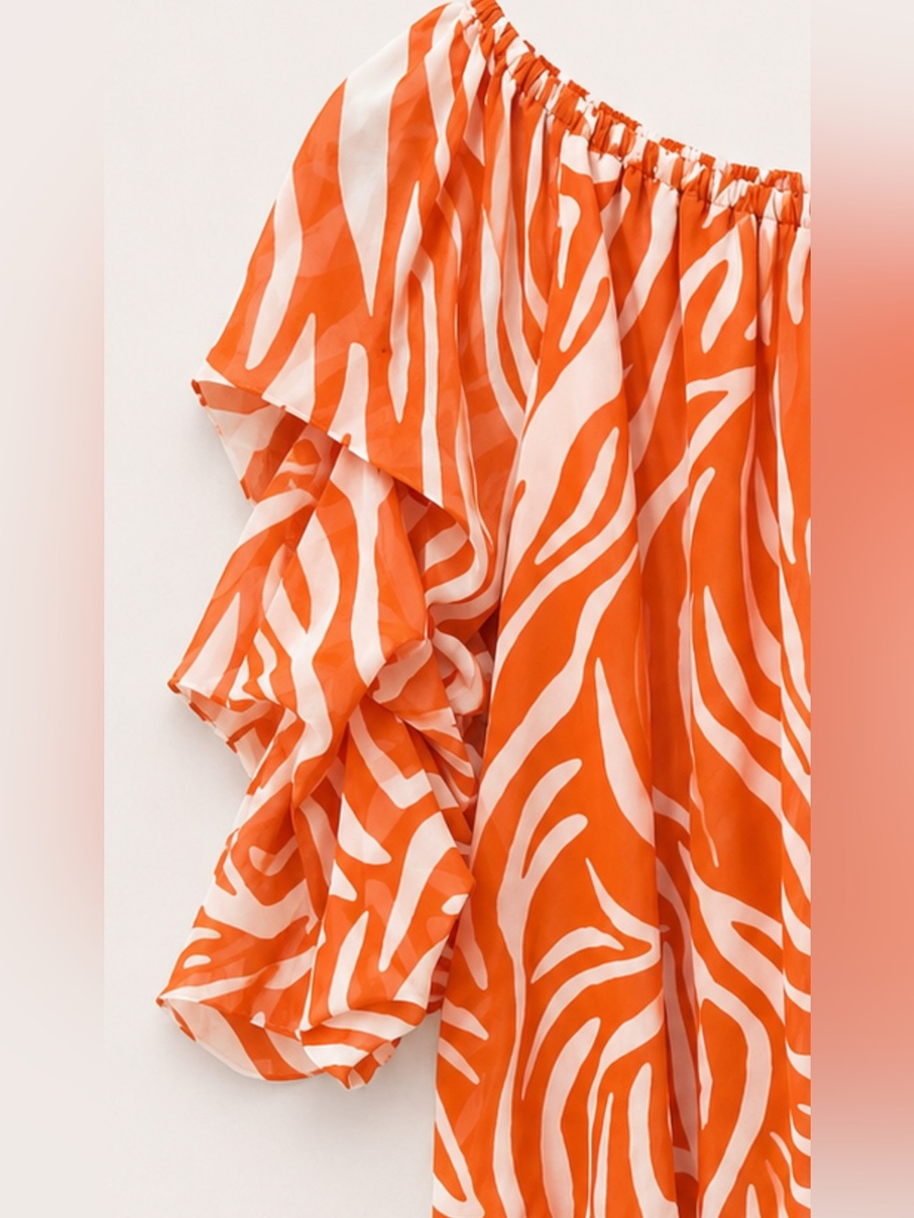 Coco Bianco Orange&White Off-Shoulder Blouse- Size Medium - Picture 4 of 6